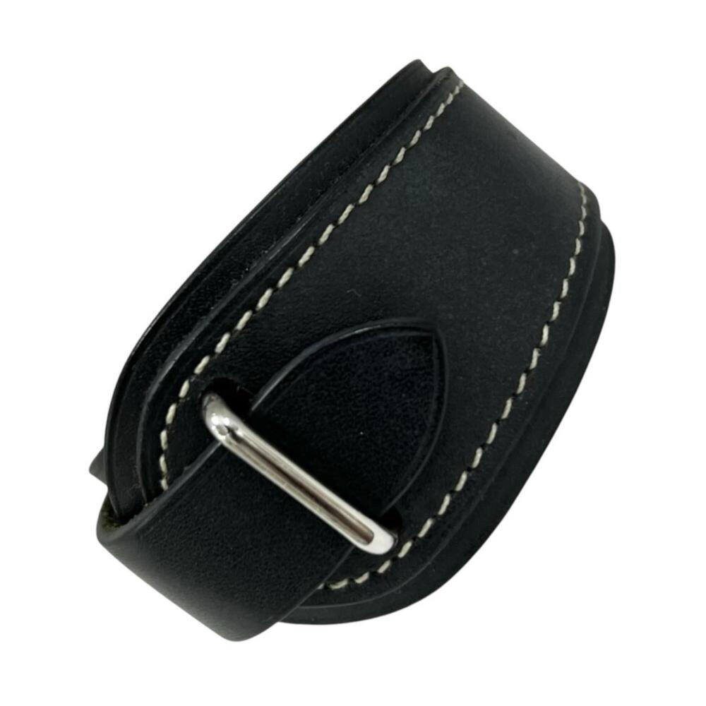 HERMES Hermes Bracelet with S-shaped hardware, Box Calf Leather, Black, Silve...